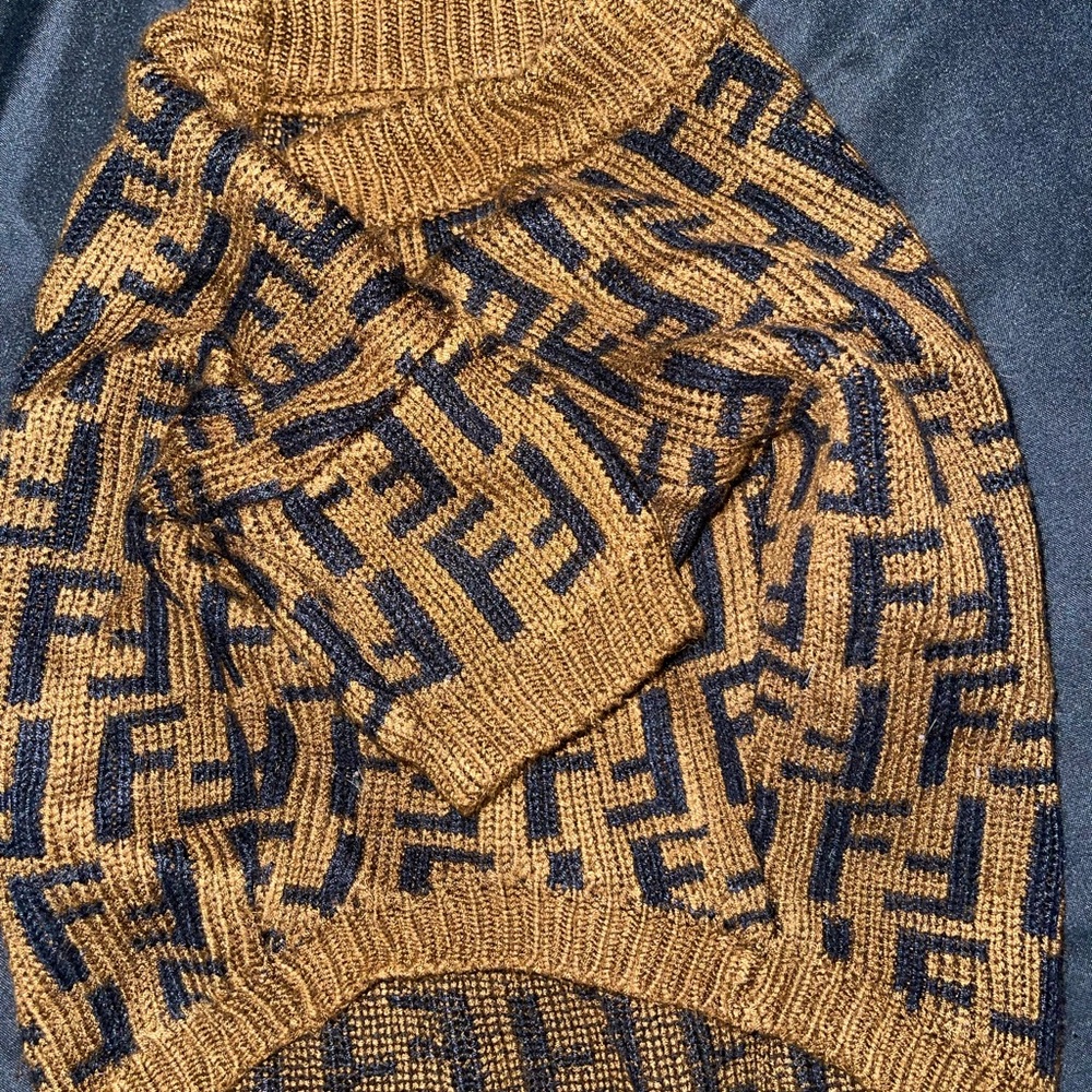 Furdi a Fendy inspired brown and black dog sweater (medium/large)
